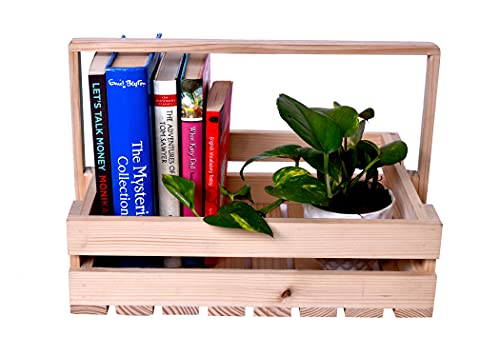 The Weaver's Nest Handcrafted Magazine Holder/Book Holder/Tray/Stand with Handle for Books, Flower Pot, Home Décor