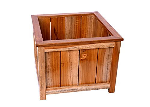 The Weaver's Nest Wooden Planter Box/Plant Stand for Home, Restaurants, Hotels, Garden, Balcony, Patio (L 34 x W 34 x H 27 cm)