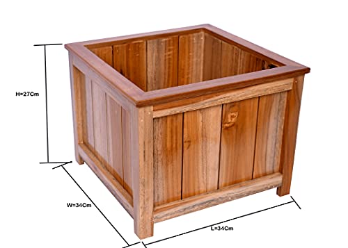 The Weaver's Nest Wooden Planter Box/Plant Stand for Home, Restaurants, Hotels, Garden, Balcony, Patio (L 34 x W 34 x H 27 cm)