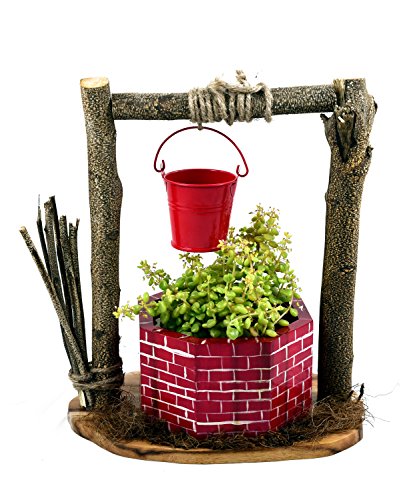 The Weaver's Nest Wishing Well Planter (Red and Brown)