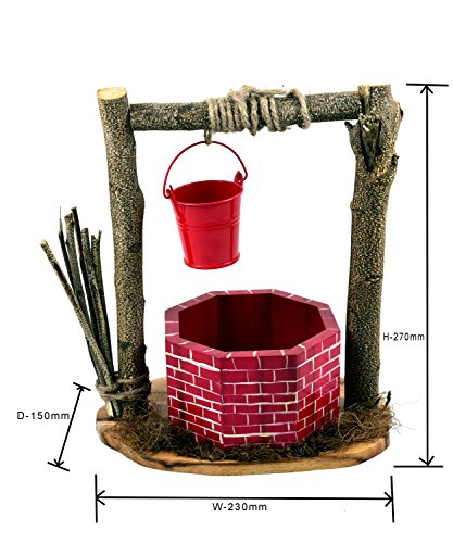 The Weaver's Nest Wishing Well Planter (Red and Brown)