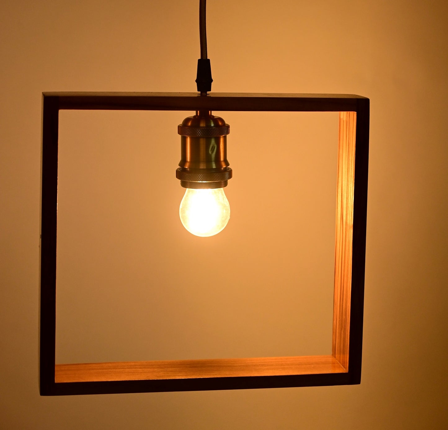 The Weaver's Nest Rustic Teak Wood  Hanging Light/Lamp, Pendant Light for Home Decor, Living Room,  Study Room (Brown, 23 X 6 X 20 cm)