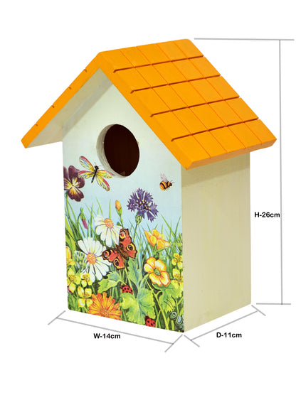 The Weaver's Nest Wooden Birdhouse with Poppies
