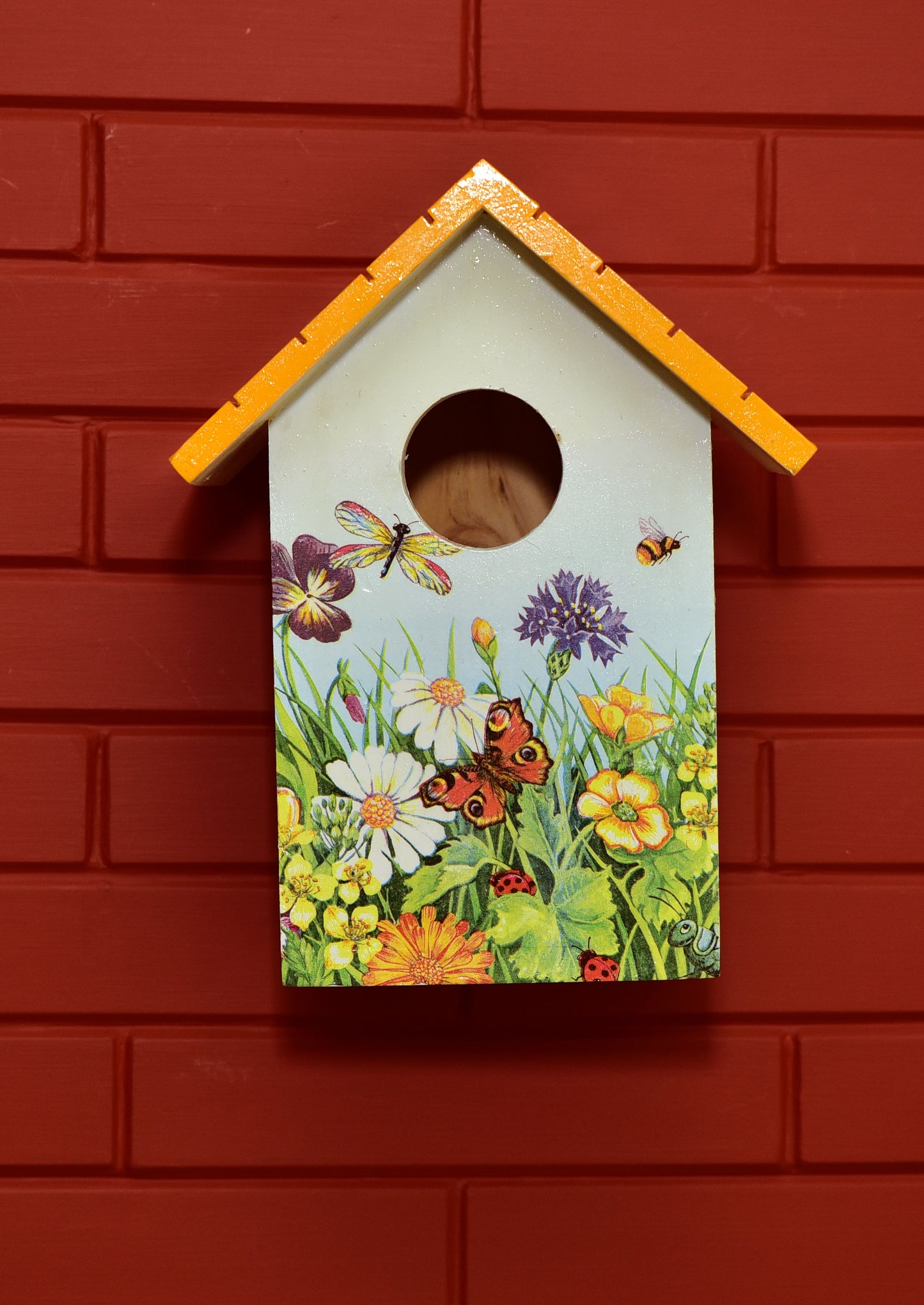 The Weaver's Nest Wooden Birdhouse with Poppies