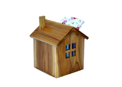 The Weaver's Nest House Shaped Napkin Holder - Teak Wood Napkin Holders For Tables - Kitchen Napkin Dispenser - Kitchen Accessories