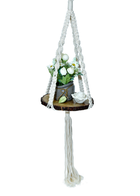 The Weaver's Nest Macramé and Wood Wall Hanging Shelf for Indoor, Living Room, Bedroom, Kitchen, Modern Home Decor