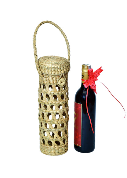 The Weaver’s Nest Handcrafted Kauna Grass Wine Bottle Cover for Gifting