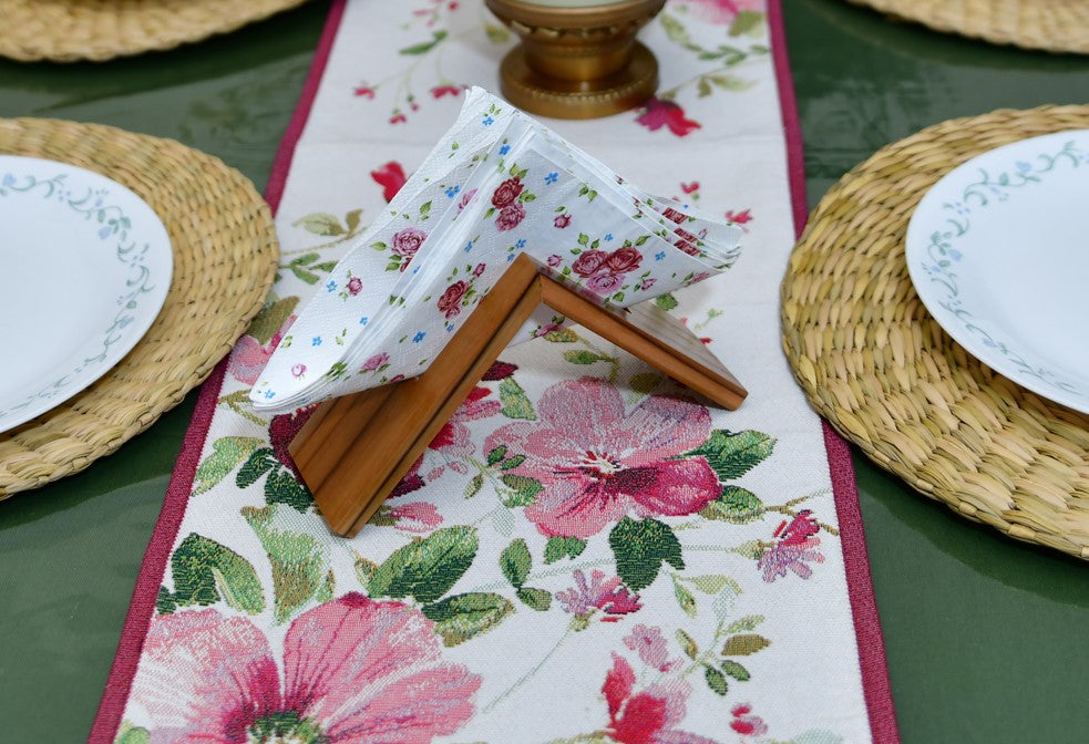 The Weaver's Nest Geometrical Natural Teak wood Napkin Holder