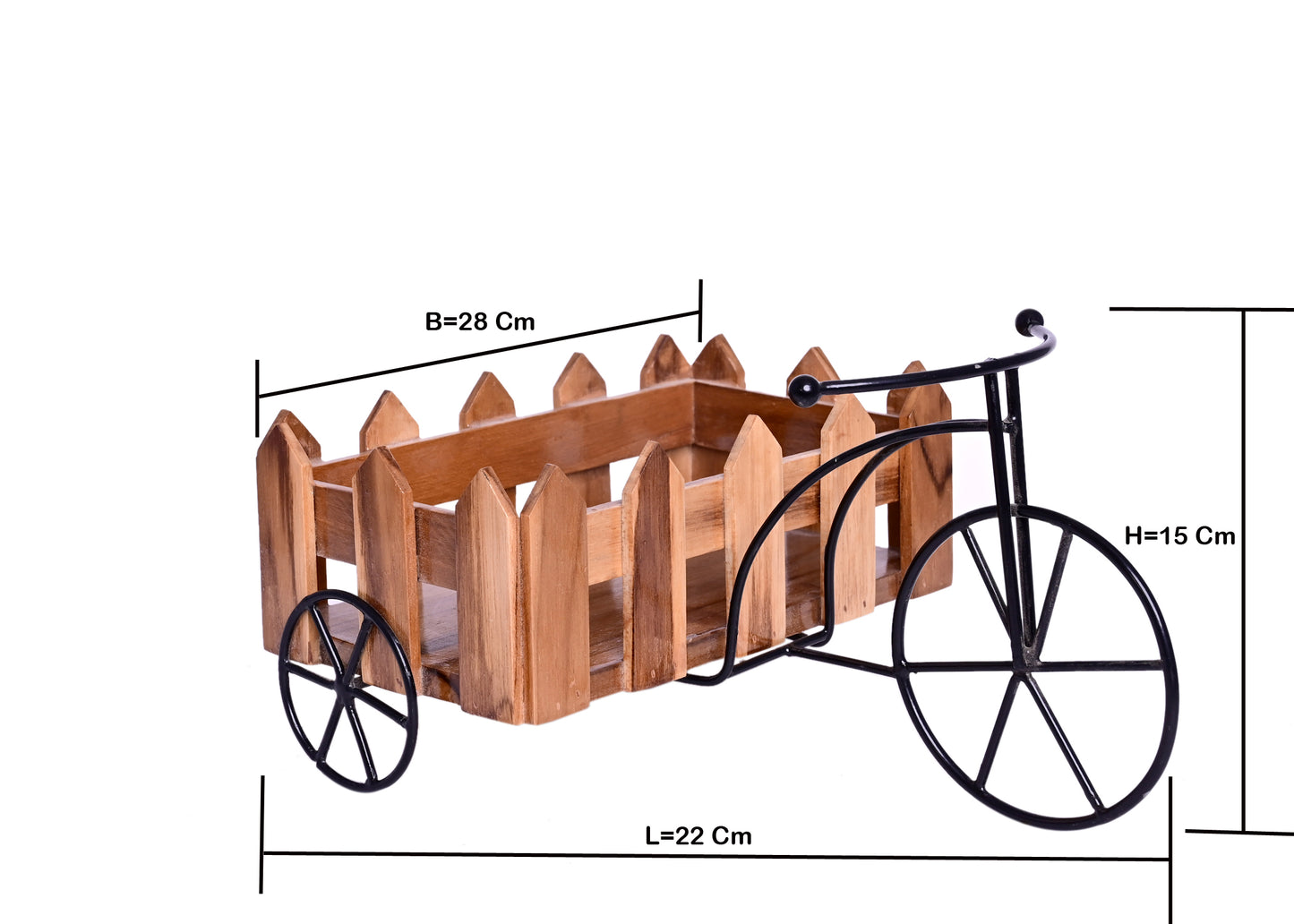 The Weaver's Nest Teak Wood and Metal  Cart Organiser (23 x 15 x 12 cm)