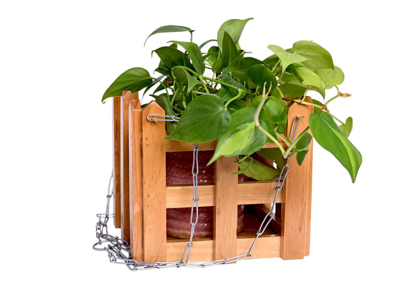 The Weaver's Nest Wooden Hanging Planter , Plants Holder Pot for Home, Offices, Restaurants, Garden, Cafe, Balcony, Living Room