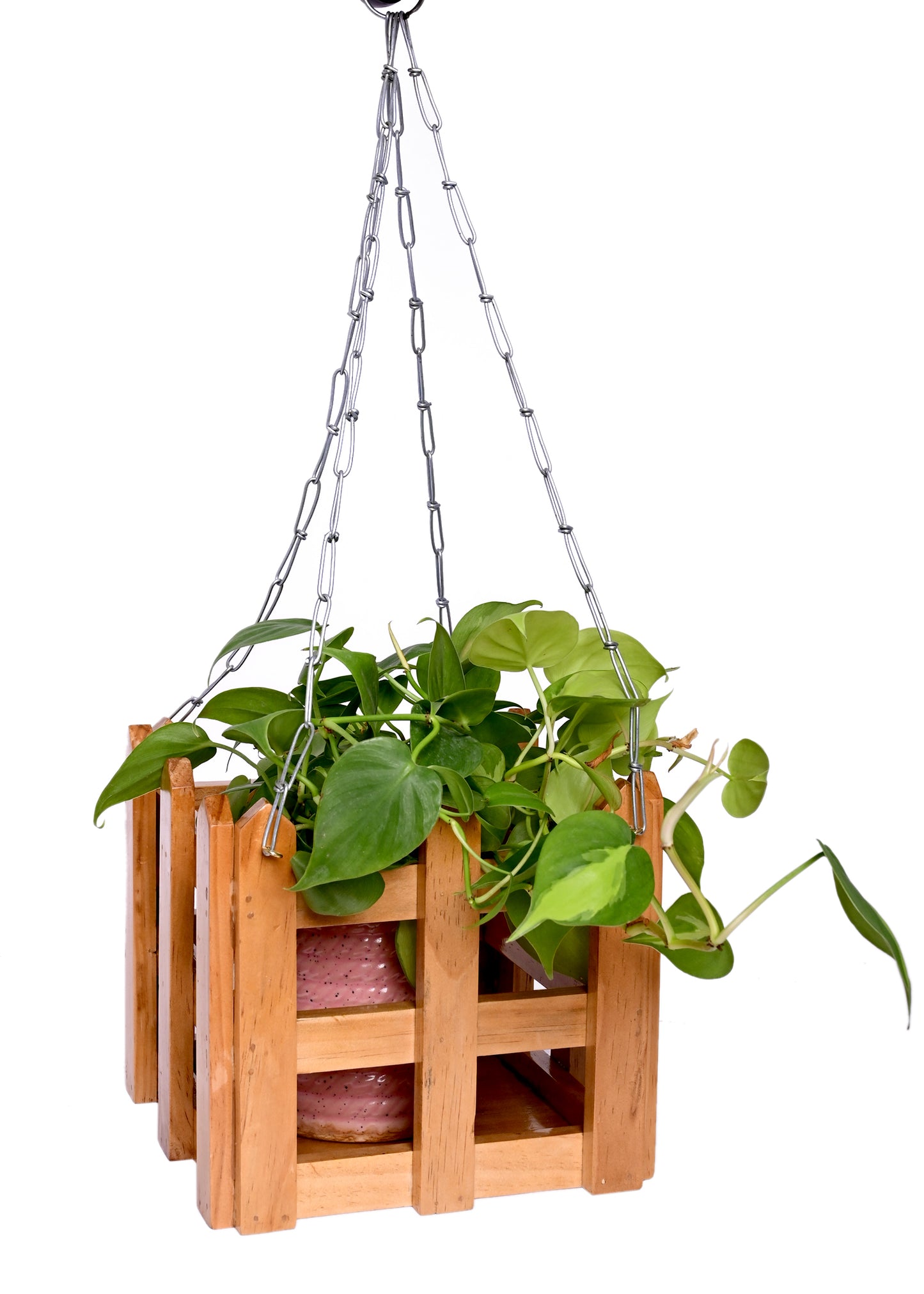 The Weaver's Nest Wooden Hanging Planter , Plants Holder Pot for Home, Offices, Restaurants, Garden, Cafe, Balcony, Living Room