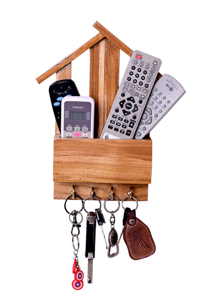 The Weaver's Nest Wooden Wall Mounted Key Holder and Organizer for Home, Office, Kitchen, Living Room- Decorative Key Chain Stand