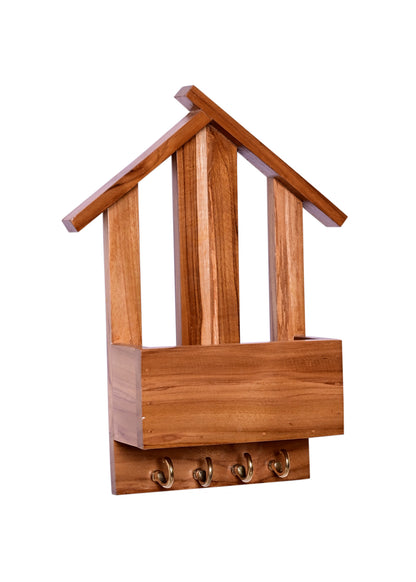 The Weaver's Nest Wooden Wall Mounted Key Holder and Organizer for Home, Office, Kitchen, Living Room- Decorative Key Chain Stand