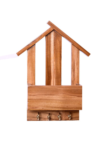 The Weaver's Nest Wooden Wall Mounted Key Holder and Organizer for Home, Office, Kitchen, Living Room- Decorative Key Chain Stand