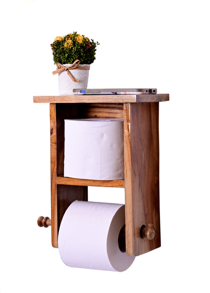 The Weaver's Nest Wooden Paper Towel Holder/Tissue Paper Stand/Roll Dispenser for Washrooms,Restrooms, Restaurants, Hotels (L 20 x W 12 x H 27 cm)