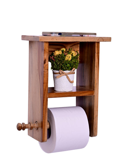 The Weaver's Nest Wooden Paper Towel Holder/Tissue Paper Stand/Roll Dispenser for Washrooms,Restrooms, Restaurants, Hotels (L 20 x W 12 x H 27 cm)