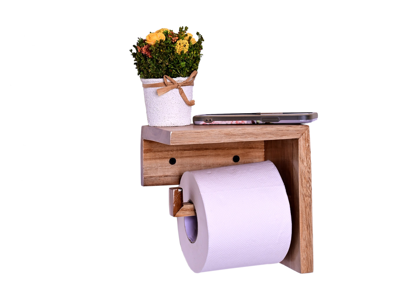 The Weaver's Nest Teak Wood Paper Towel Holder/Tissue Paper Stand/Roll Dispenser for Washrooms, Restrooms, Restaurants, Hotels