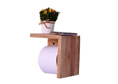 The Weaver's Nest Teak Wood Paper Towel Holder/Tissue Paper Stand/Roll Dispenser for Washrooms, Restrooms, Restaurants, Hotels