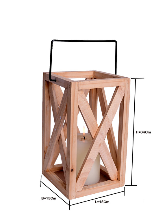 The Weaver's Nest Wooden Hanging Lantern with Glass Jar Candle for Home Decoration, Festival Decor