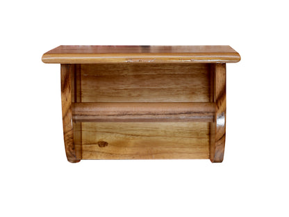The Weaver's Nest Teak Wood Wall Mounted Toilet Paper Holder with Shelf for Restaurants, Hotels, Bathrooms and Washrooms.