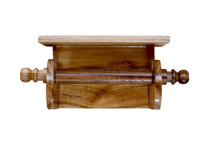 The Weaver's Nest Teak Wood Wall Mounted Toilet Paper Holder with Shelf for Restaurants, Hotels ,Bathroom and Washrooms.
