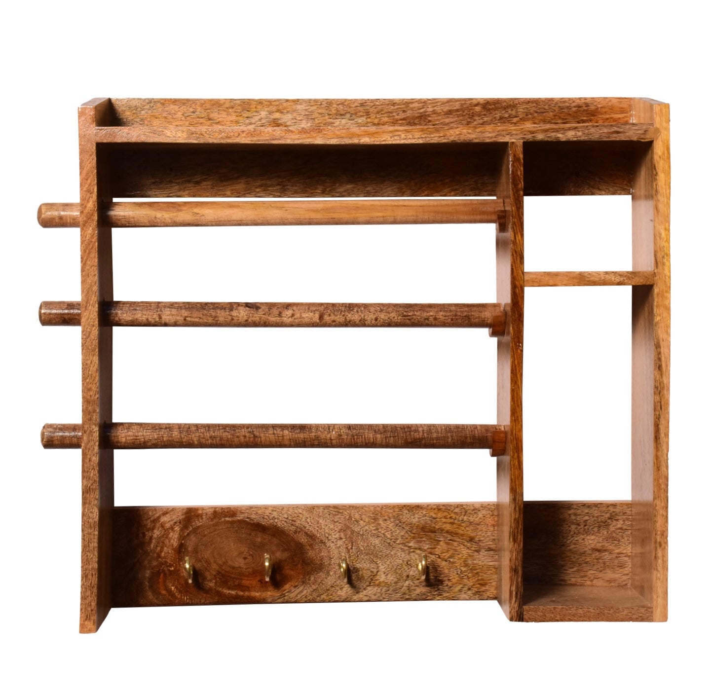 The Weaver's Nest Multi Utility Wooden Paper Towel Holder/Tissue Paper Stand/Roll Dispenser with Spice Rack Shelf and Ladle Holder