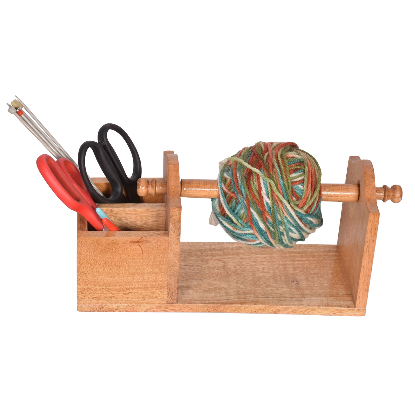 The Weaver's Nest Handmade Solid Wood Knitting Organizer / Caddy to Organize Needles, Wool, Yarn Balls, Crochet Hooks