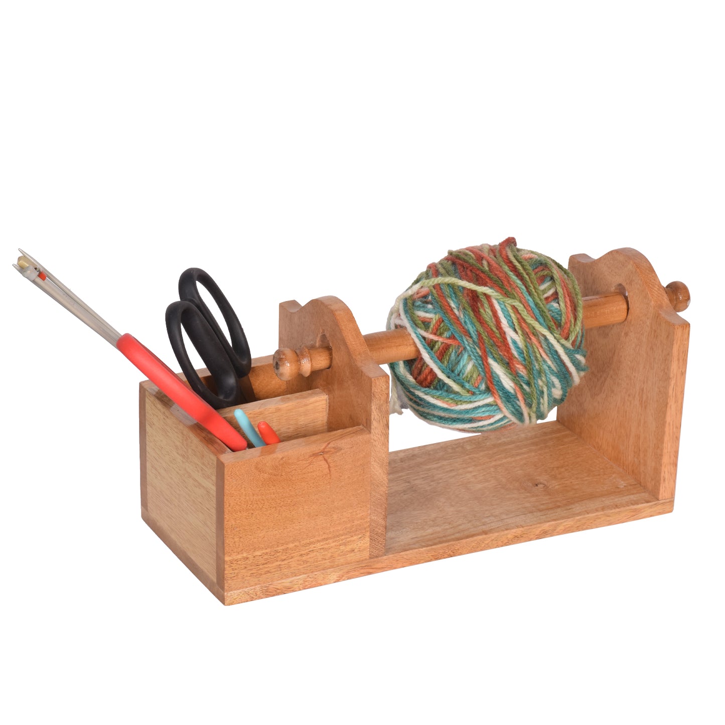 The Weaver's Nest Handmade Solid Wood Knitting Organizer / Caddy to Organize Needles, Wool, Yarn Balls, Crochet Hooks