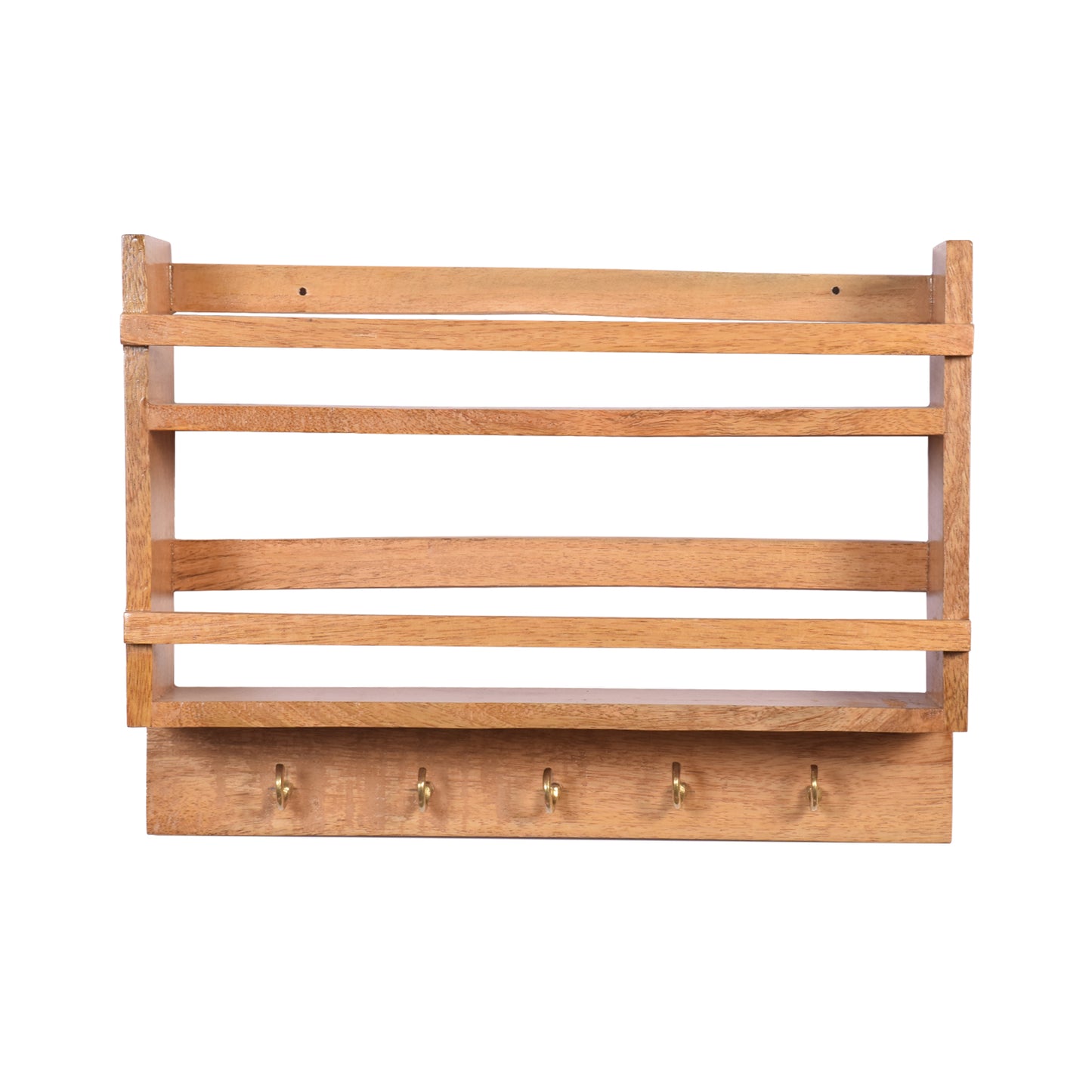 The Weaver's Nest Solid Wood Storage Jar Rack Shelf with Glass jars and Hooks for Kitchen, Restaurants, Hotels