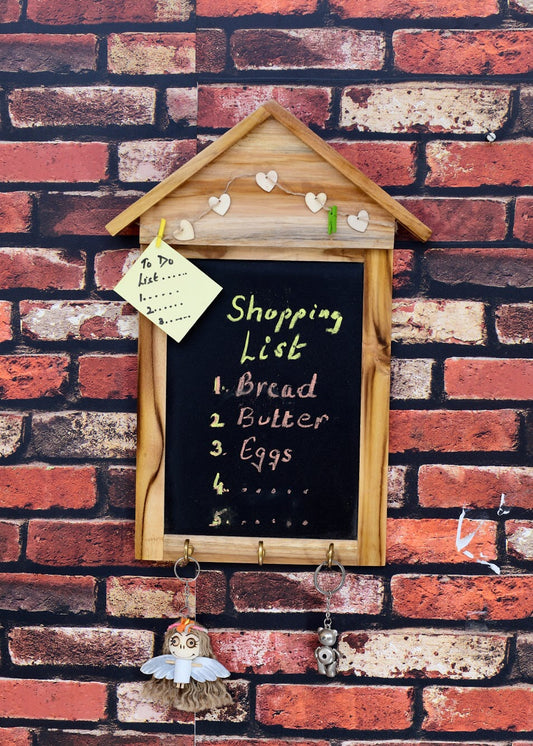 Wooden Wall Hanging Chalk Board, Key Holder - The Weaver's Nest